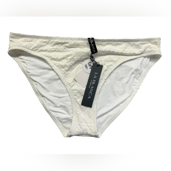 LA BLANCA SALTWATER SANDS white plus size 14 hipster bikini swim bottoms NWT - Picture 2 of 5